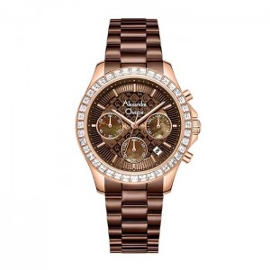 Alexandre Christie AC 6696 Rosegold Brown Steel Lady MCFROBO